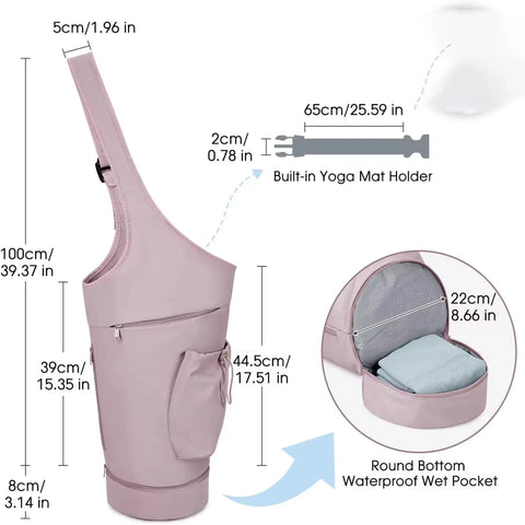 Yoga Mat Large Opening Long Tote Waterproof Wet Pocket  Holder