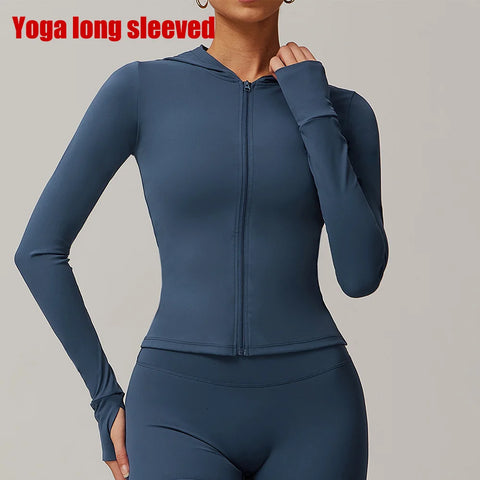 Zipper Jacket Women Yoga Crop Tops