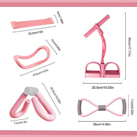 5pcs Yoga Equipment Set, Including Leg Training Clip, Yoga Stretching Ring, 8 Shaped Resistance Rope, Pedal Puller, Yoga Fitness