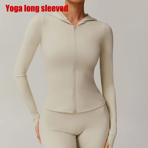 Zipper Jacket Women Yoga Crop Tops