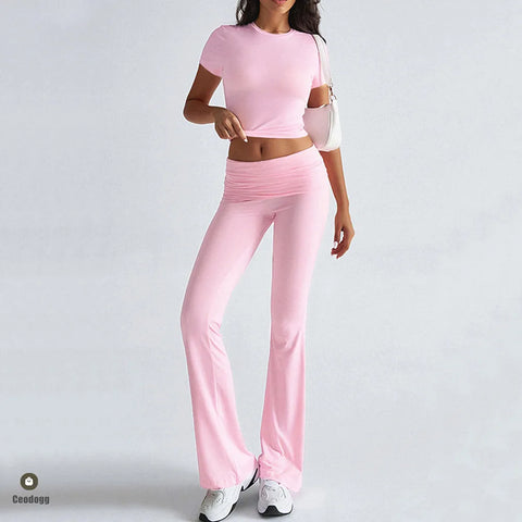 Foldable 2PCS Yoga Set Women Short