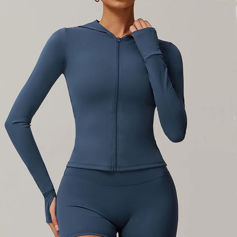 Zipper Jacket Women Yoga Crop Tops