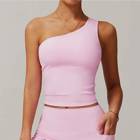 Women Single Shoulder Yoga Sports Bra